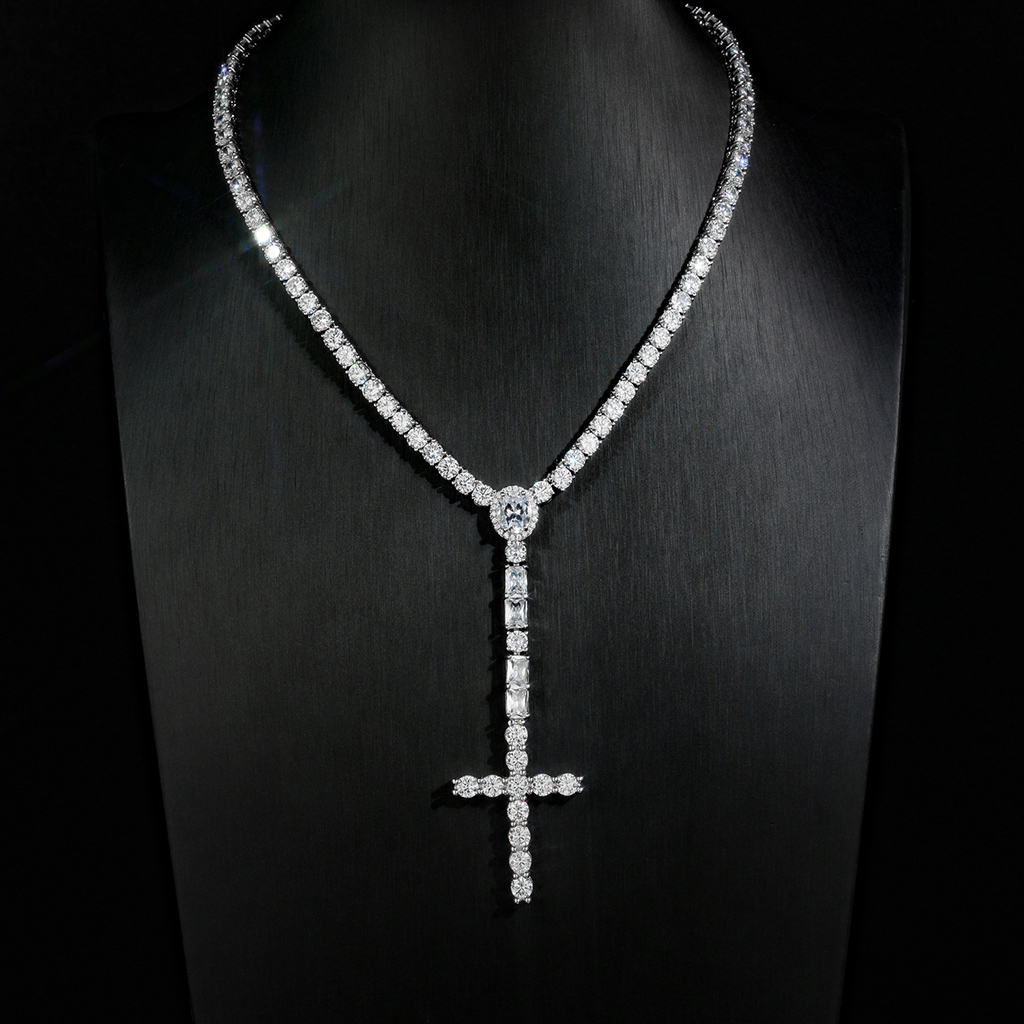 5mm Iced Out Cross Tennis Necklace 5mm Iced Out Cross Tennis Necklace