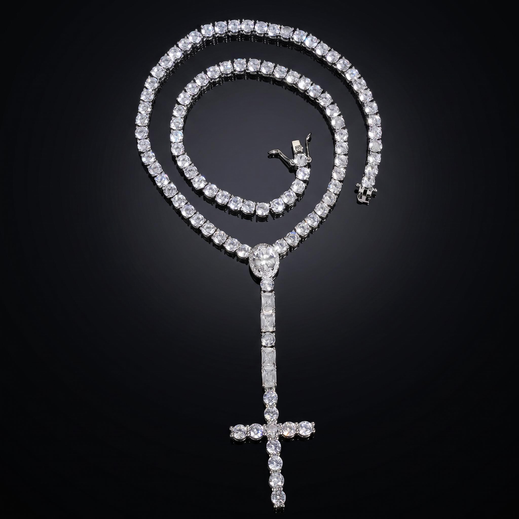 5mm Iced Out Cross Tennis Necklace 5mm Iced Out Cross Tennis Necklace
