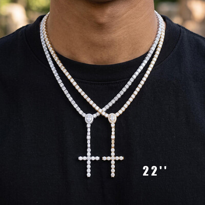 5mm Iced Out Cross Tennis Necklace
