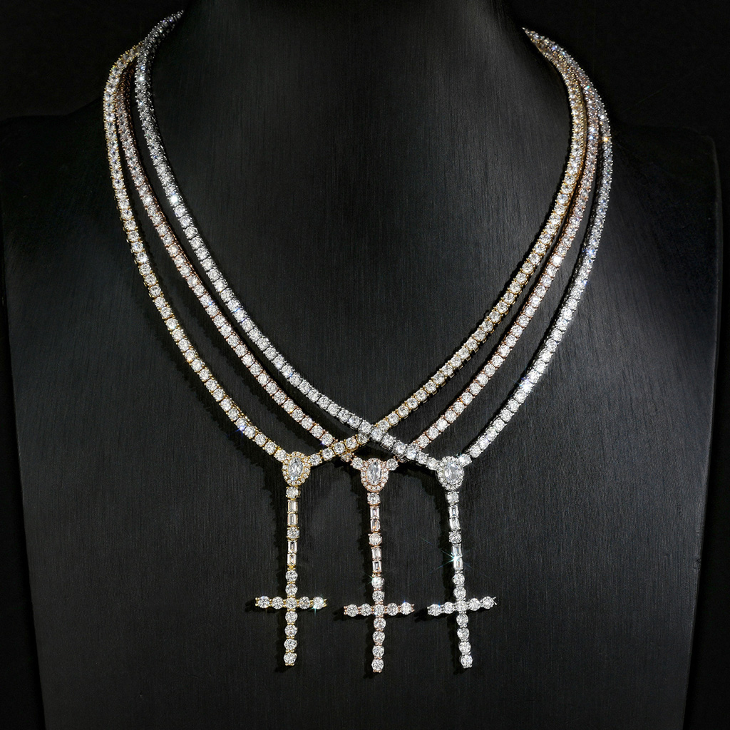 5mm Iced Out Cross Tennis Necklace 5mm Iced Out Cross Tennis Necklace