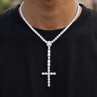 5mm Iced Out Cross Tennis Necklace