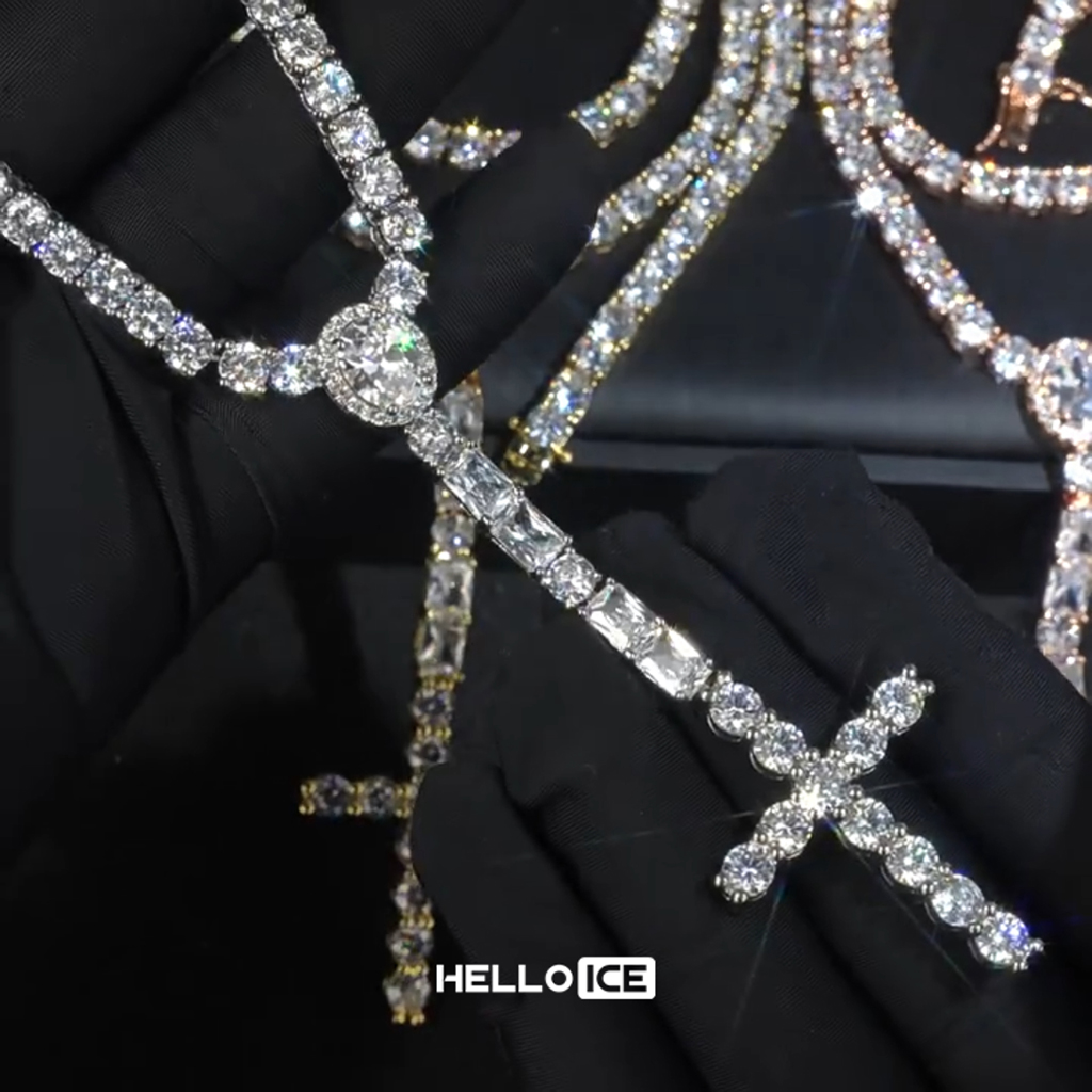 5mm Iced Out Cross Tennis Necklace 5mm Iced Out Cross Tennis Necklace