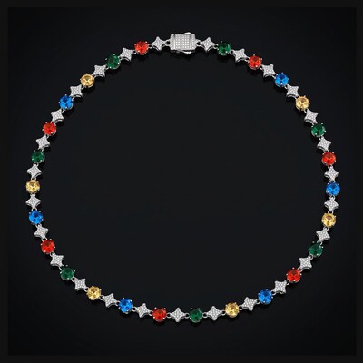 Iced Out Multi-color Star Tennis Chain