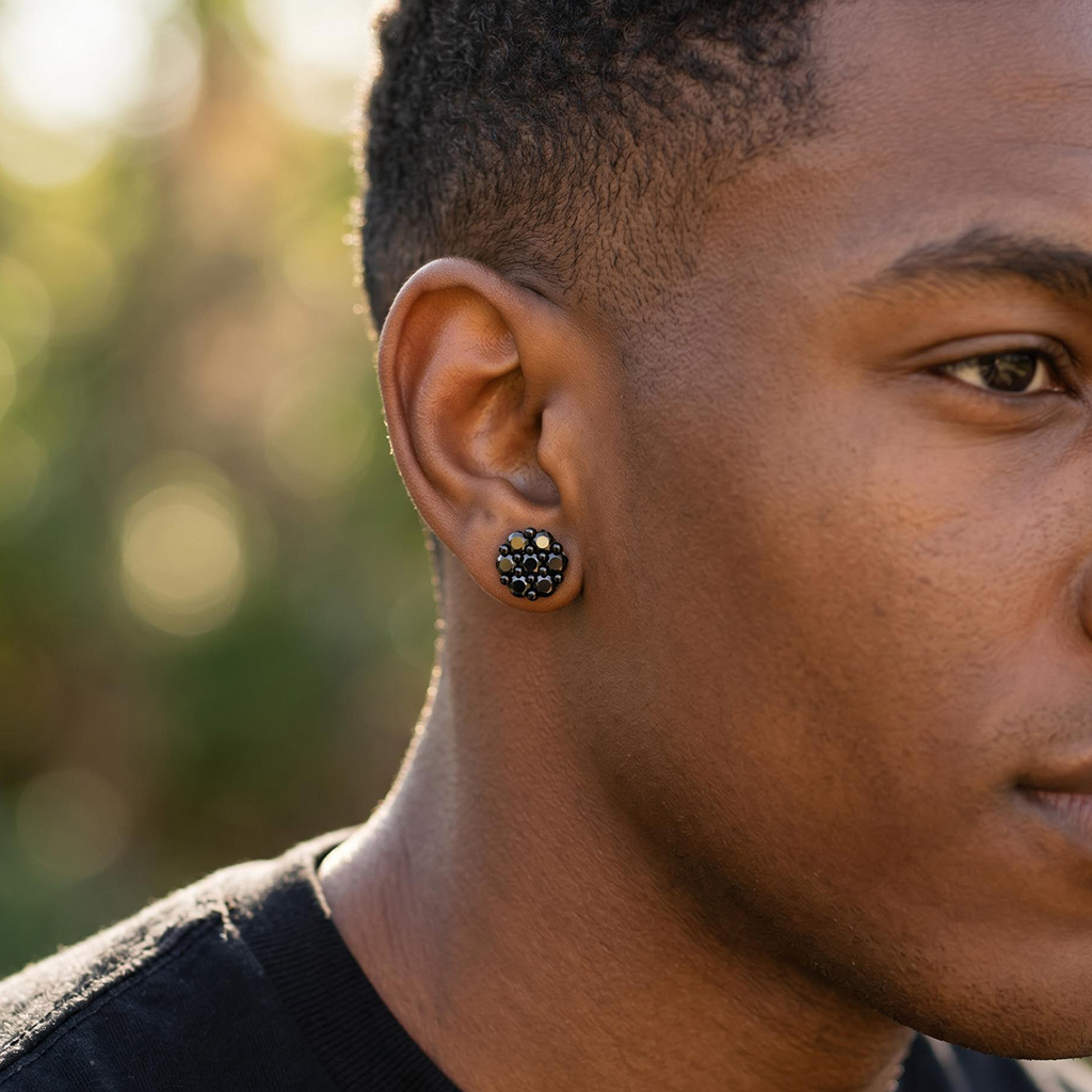 Iced Out Black Cluster Flower Full Paved Earrings Iced Out Black Cluster Flower Full Paved Earrings