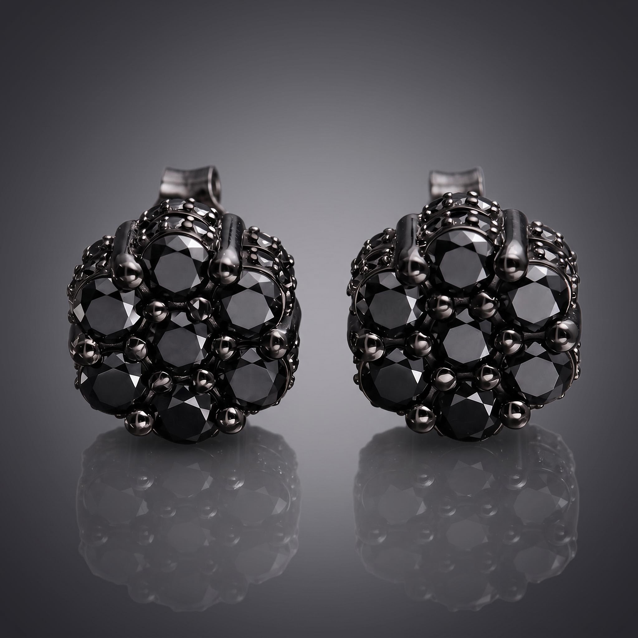 Iced Out Black Cluster Flower Full Paved Earrings Iced Out Black Cluster Flower Full Paved Earrings