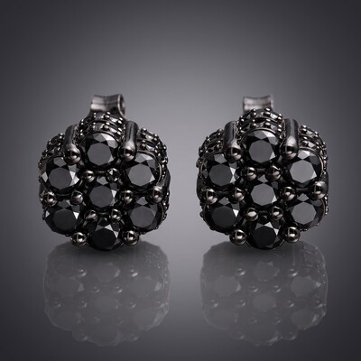 Iced Out Black Cluster Flower Full Paved Earrings