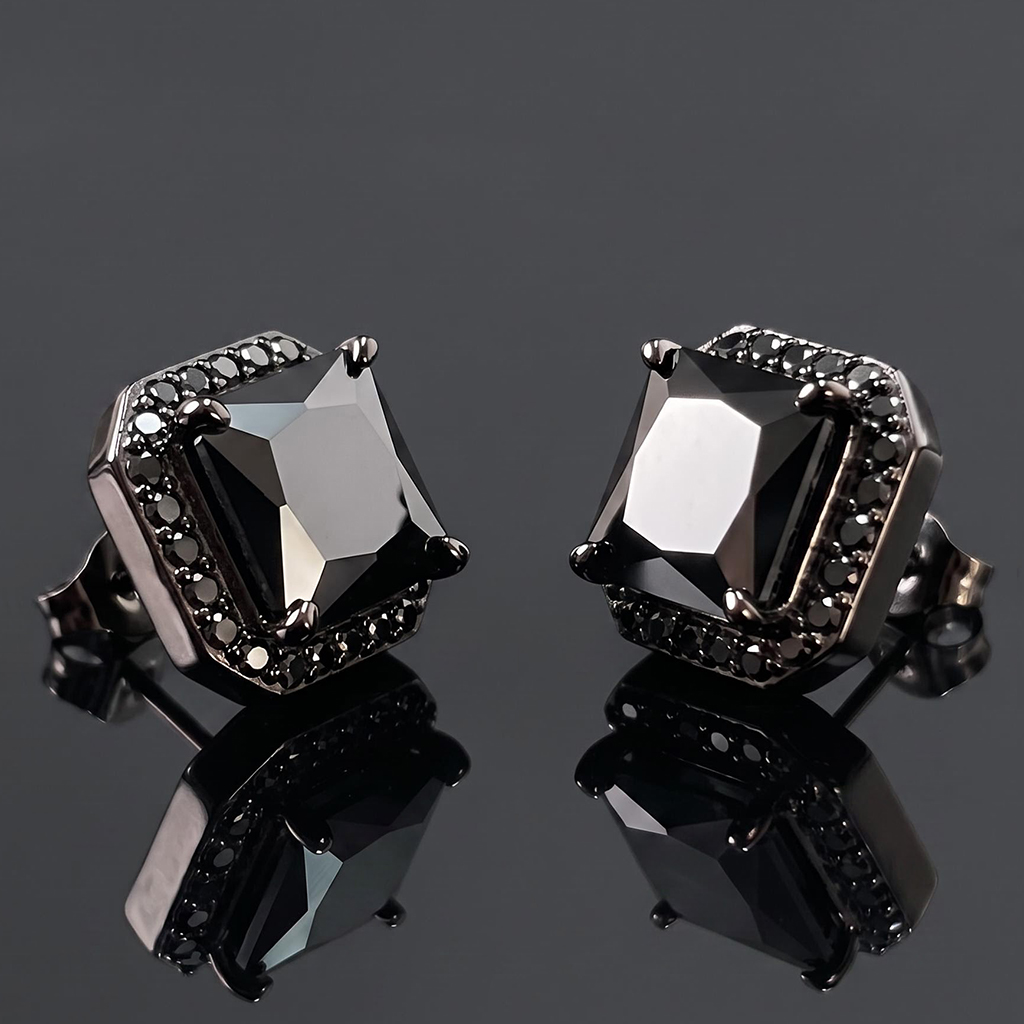 Radiant Cut Stud Earrings in Black Gold Radiant Cut Stud Earrings in Black Gold