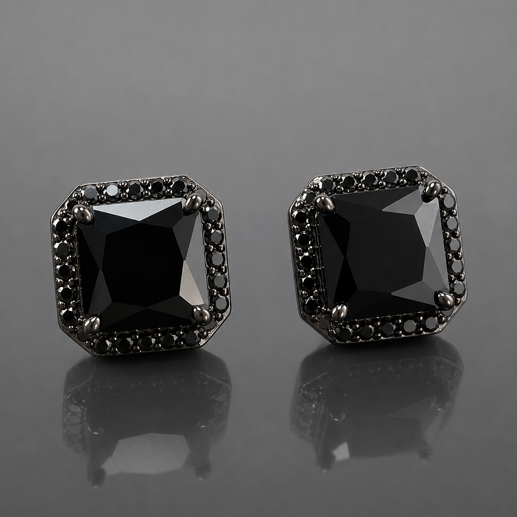 Radiant Cut Stud Earrings in Black Gold Radiant Cut Stud Earrings in Black Gold
