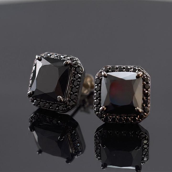 Radiant Cut Stud Earrings in Black Gold Radiant Cut Stud Earrings in Black Gold