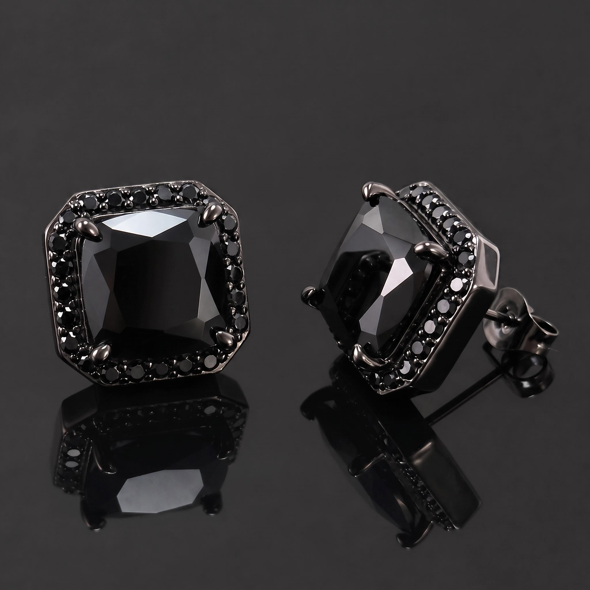 Cushion Cut Stud Earrings in Black Gold Cushion Cut Stud Earrings in Black Gold
