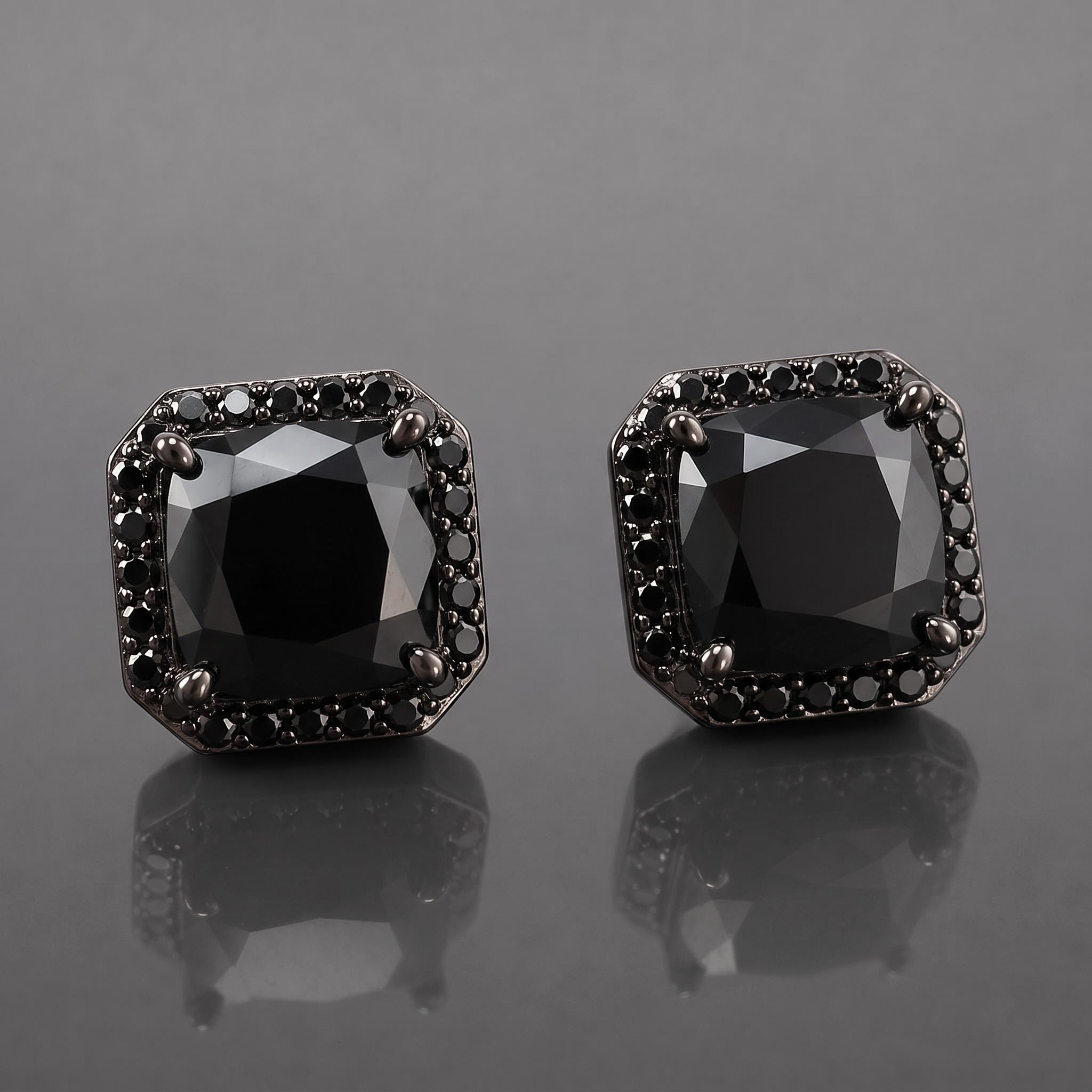 Cushion Cut Stud Earrings in Black Gold Cushion Cut Stud Earrings in Black Gold
