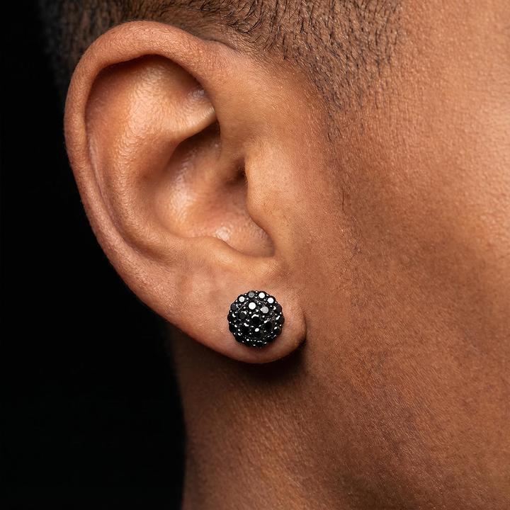 Black Round Cut Magnetic Earrings