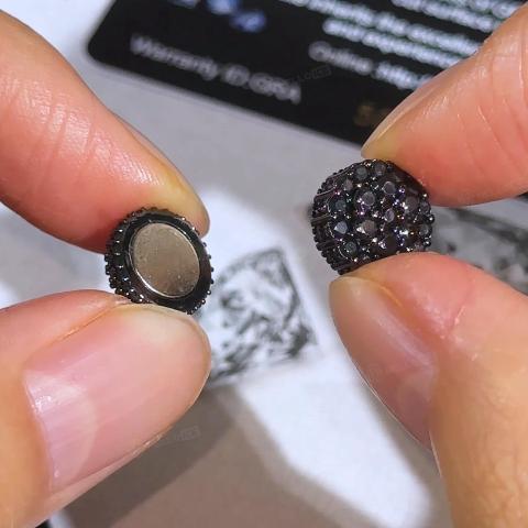 Black Round Cut Magnetic Earrings Black Round Cut Magnetic Earrings
