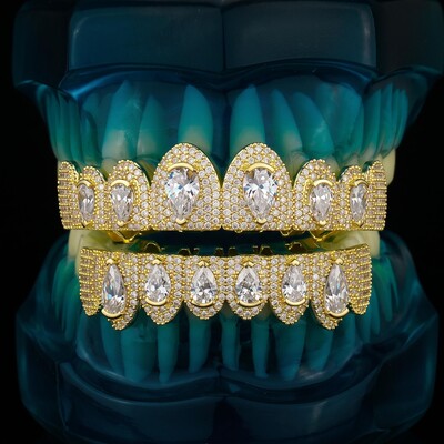 Iced Out Pear Cut Grillz Set