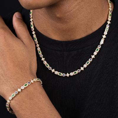 Iced Out 6mm Multi-color Tennis Chain and Bracelet Set