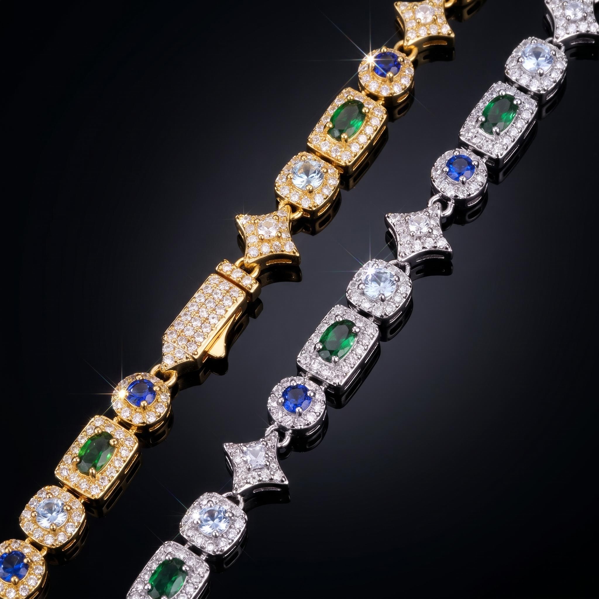 Iced Out 6mm Multi-color Tennis Chain and Bracelet Set Iced Out 6mm Multi-color Tennis Chain and Bracelet Set