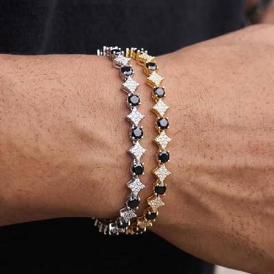 Iced Out Black&White Star Tennis Chain and Bracelet Set