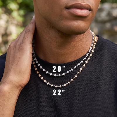 Iced Out Black&White Star Tennis Chain and Bracelet Set