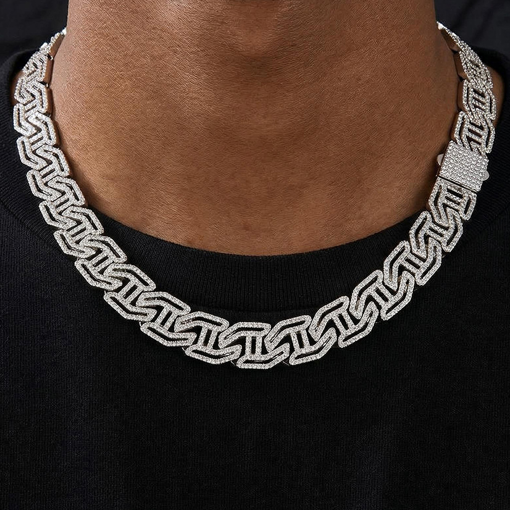 16mm Iced Out Cuban Link Chain and Bracelet Set 16mm Iced Out Cuban Link Chain and Bracelet Set