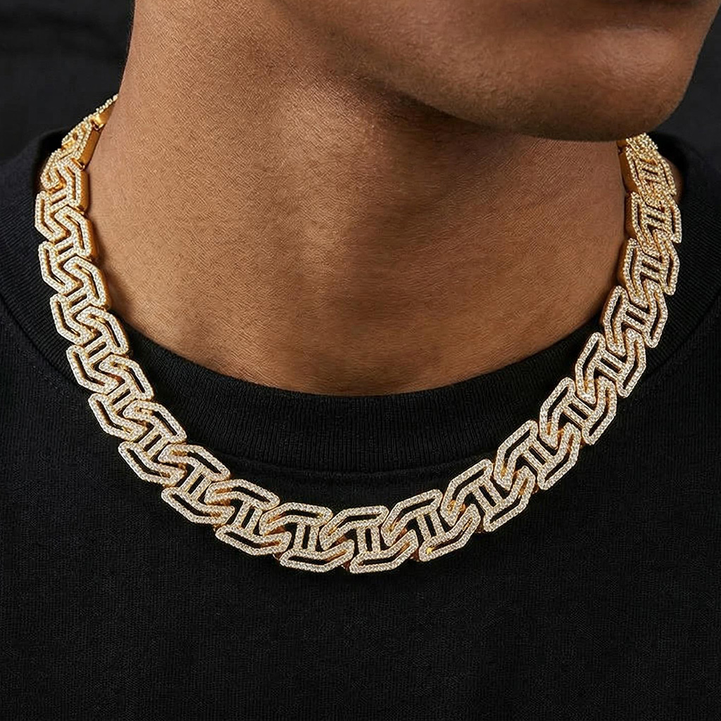 16mm Iced Out Cuban Link Chain and Bracelet Set 16mm Iced Out Cuban Link Chain and Bracelet Set