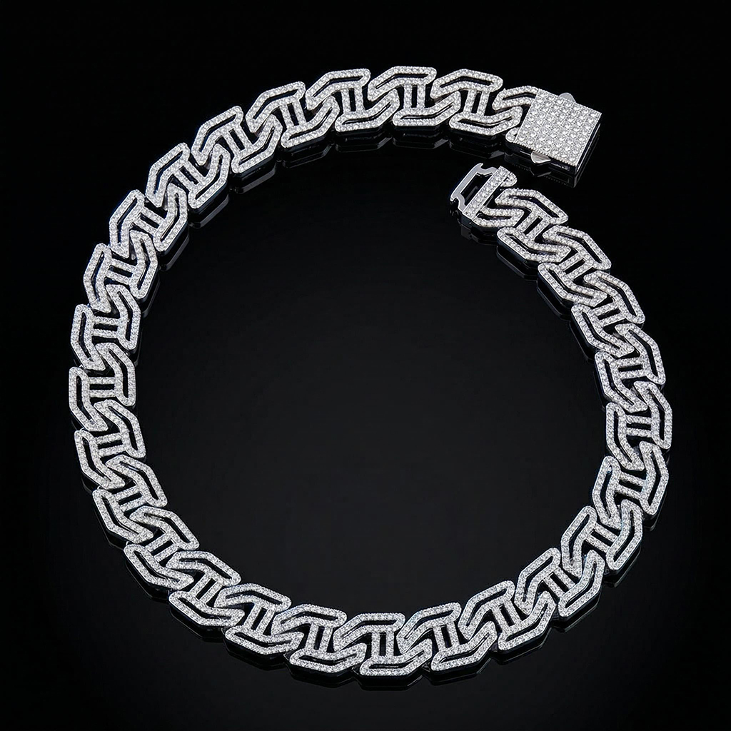 16mm Iced Out Cuban Link Chain and Bracelet Set 16mm Iced Out Cuban Link Chain and Bracelet Set