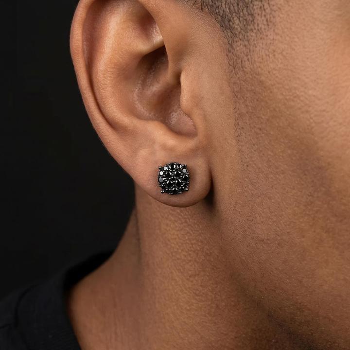 925 Silver & VVS1 Moissanite Black Round Cut Full Paved Stud Earrings 925 Silver & VVS1 Moissanite Black Round Cut Full Paved Stud Earrings