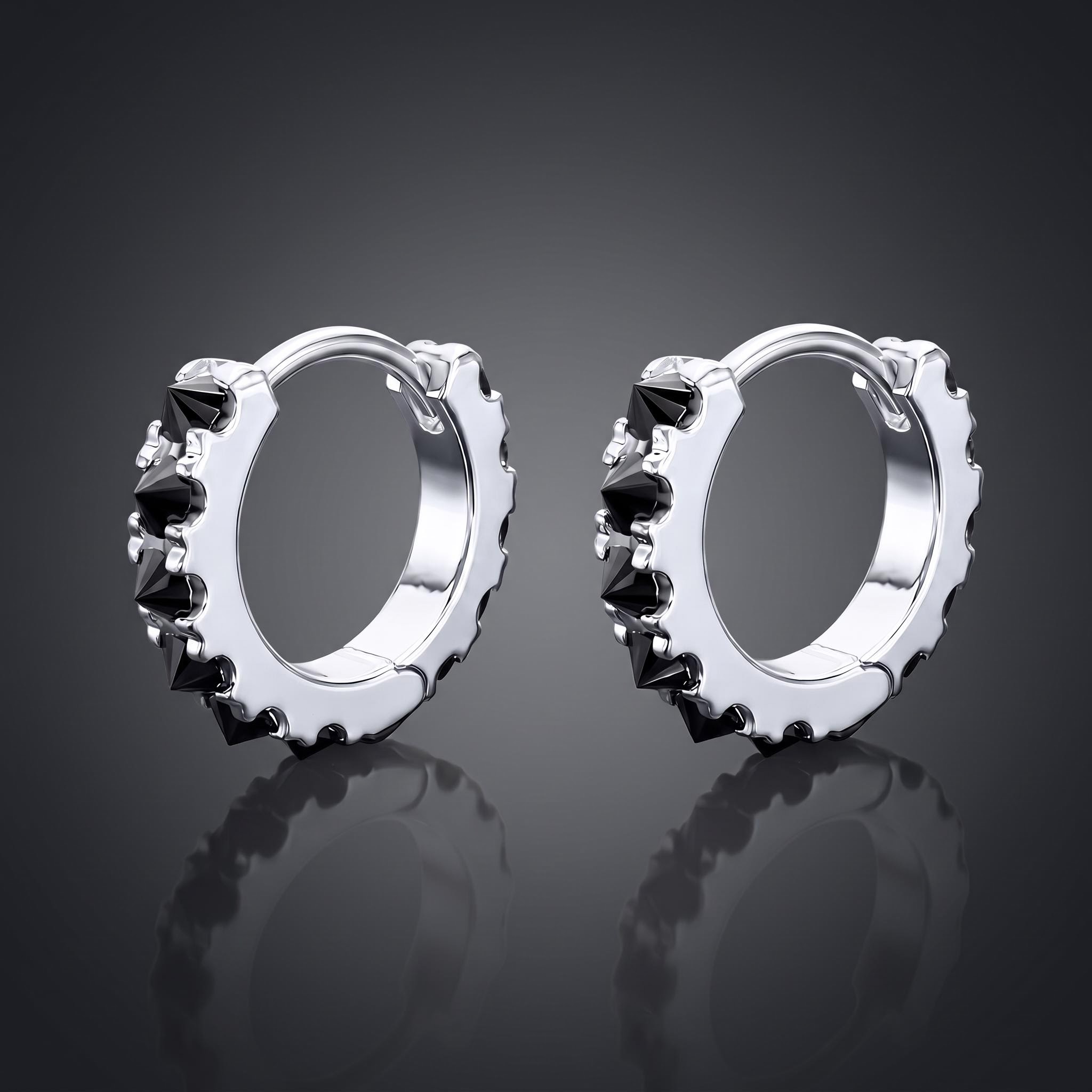 925 Silver VVS1 Black Moissanite Reverse-Set Hoop Earrings