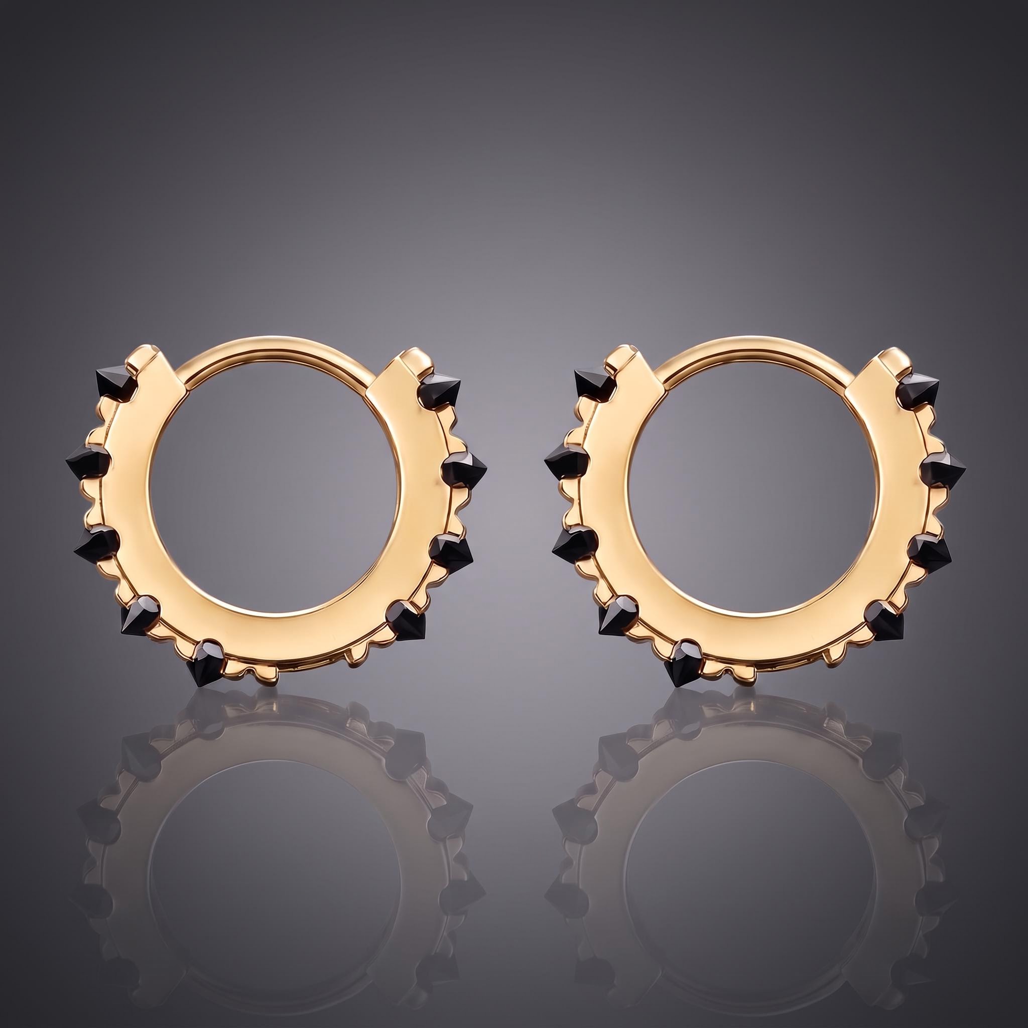 925 Silver VVS1 Black Moissanite Reverse-Set Hoop Earrings