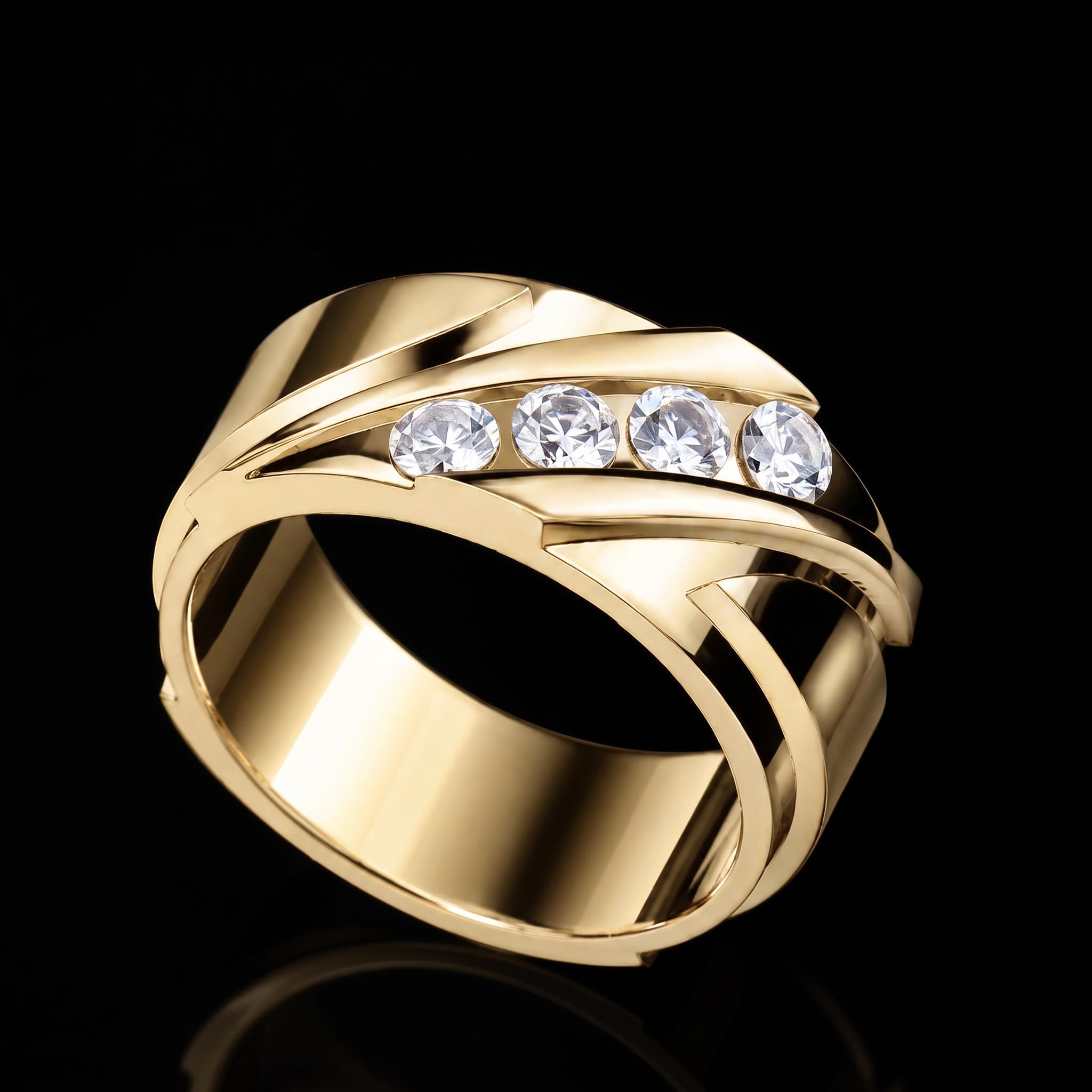 925 Silver & VVS1 Moissanite Round Channel-set Band Ring 925 Silver & VVS1 Moissanite Round Channel-set Band Ring
