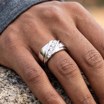 925 Silver & VVS1 Moissanite Round Channel-set Band Ring