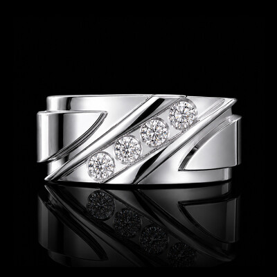 925 Silver & VVS1 Moissanite Round Channel-set Band Ring