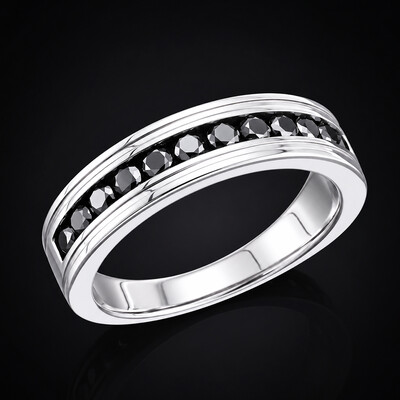 925 Silver & VVS1 Moissanite Black Diamond Band Ring