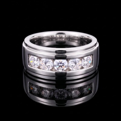 925 Silver & VVS1 Moissanite 9mm 2.0 CTW Round Cut Men's Engagement Ring