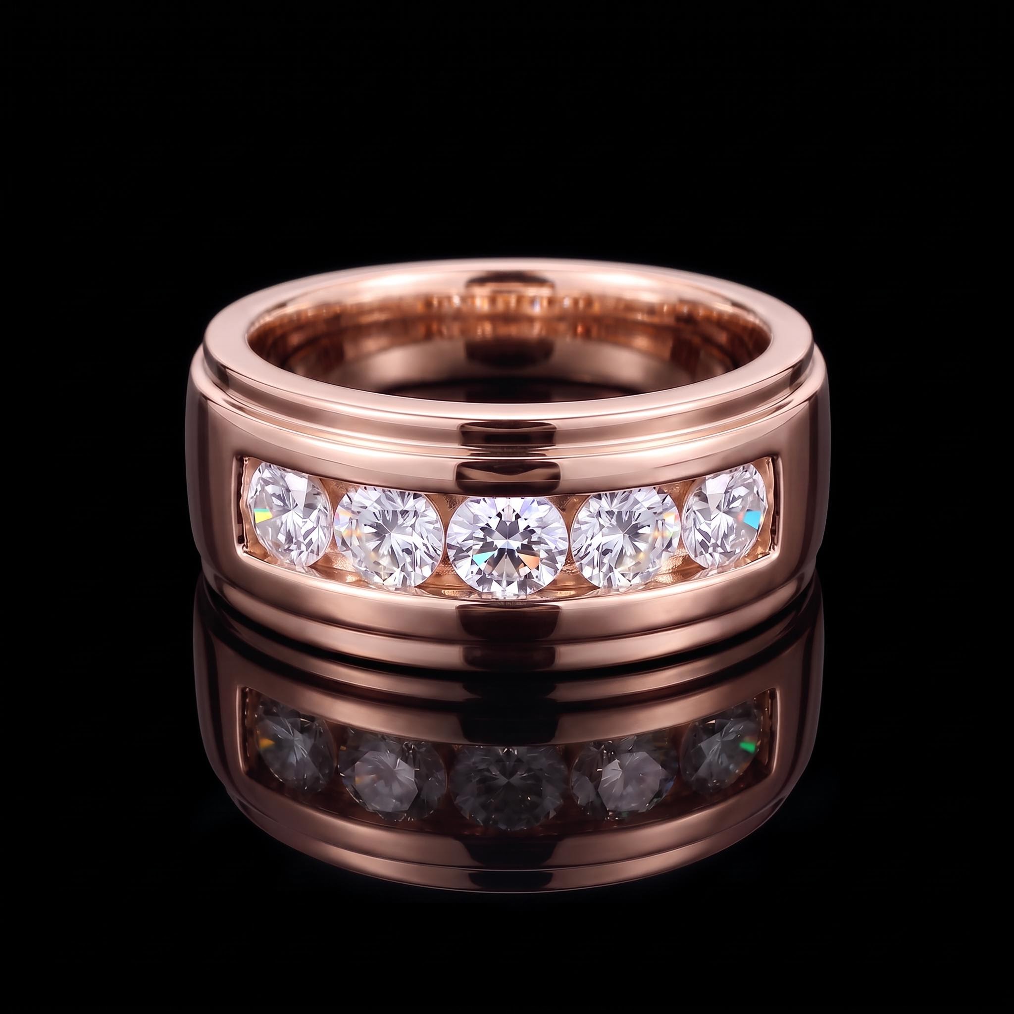 925 Silver & VVS1 Moissanite 9mm 2.0 CTW Round Cut Men's Engagement Ring 925 Silver & VVS1 Moissanite 9mm 2.0 CTW Round Cut Men's Engagement Ring