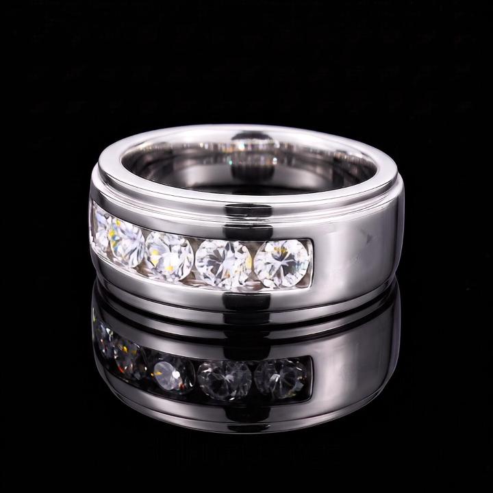 925 Silver & VVS1 Moissanite 9mm 2.0 CTW Round Cut Men's Engagement Ring 925 Silver & VVS1 Moissanite 9mm 2.0 CTW Round Cut Men's Engagement Ring