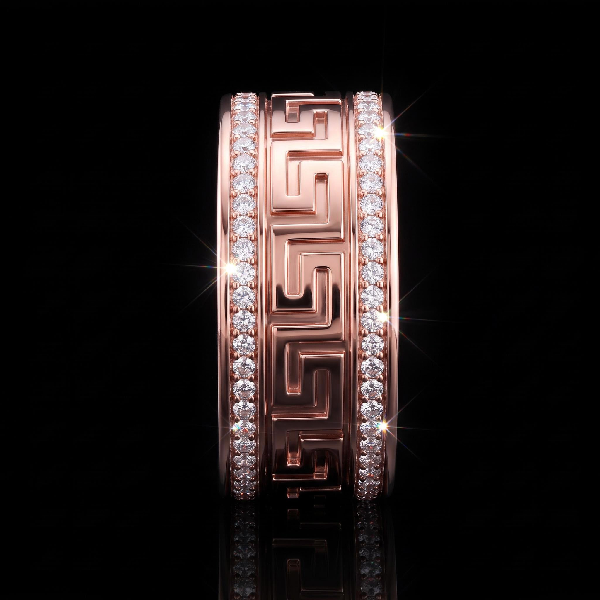 925 Silver & VVS1 Moissanite Greek Key Wedding Band 925 Silver & VVS1 Moissanite Greek Key Wedding Band