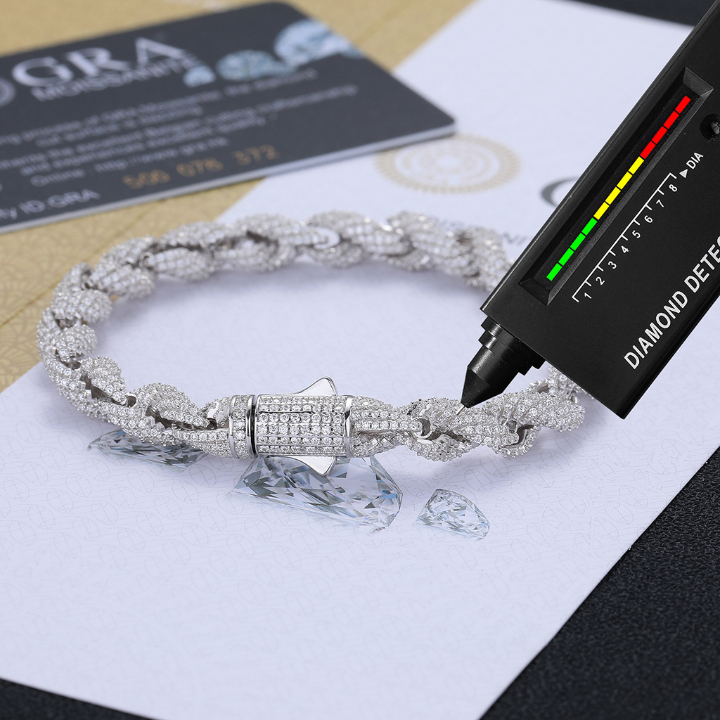7.5mm 925 Silver & VVS1 Moissanite Rope Bracelet 7.5mm 925 Silver & VVS1 Moissanite Rope Bracelet