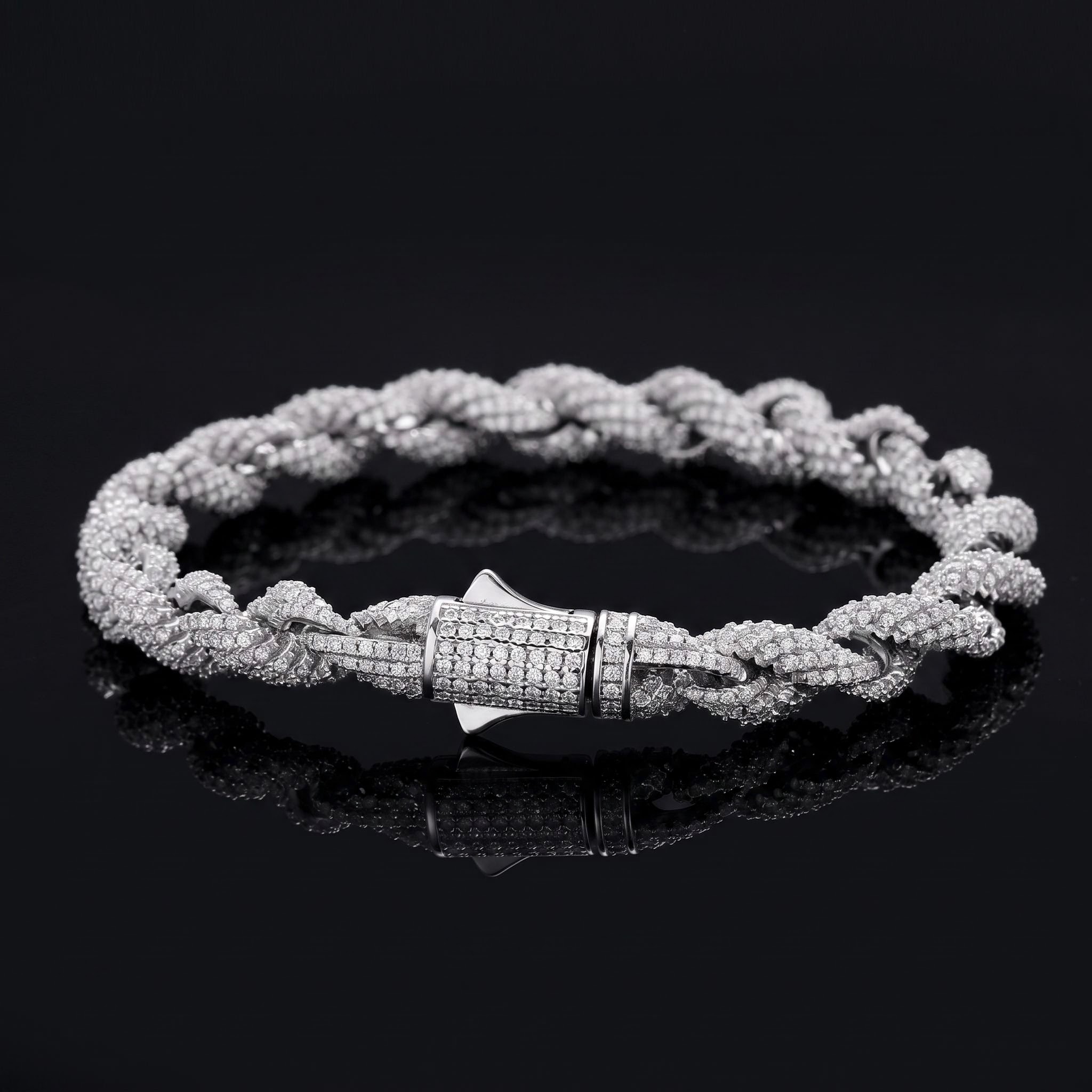 7.5mm 925 Silver & VVS1 Moissanite Rope Bracelet 7.5mm 925 Silver & VVS1 Moissanite Rope Bracelet