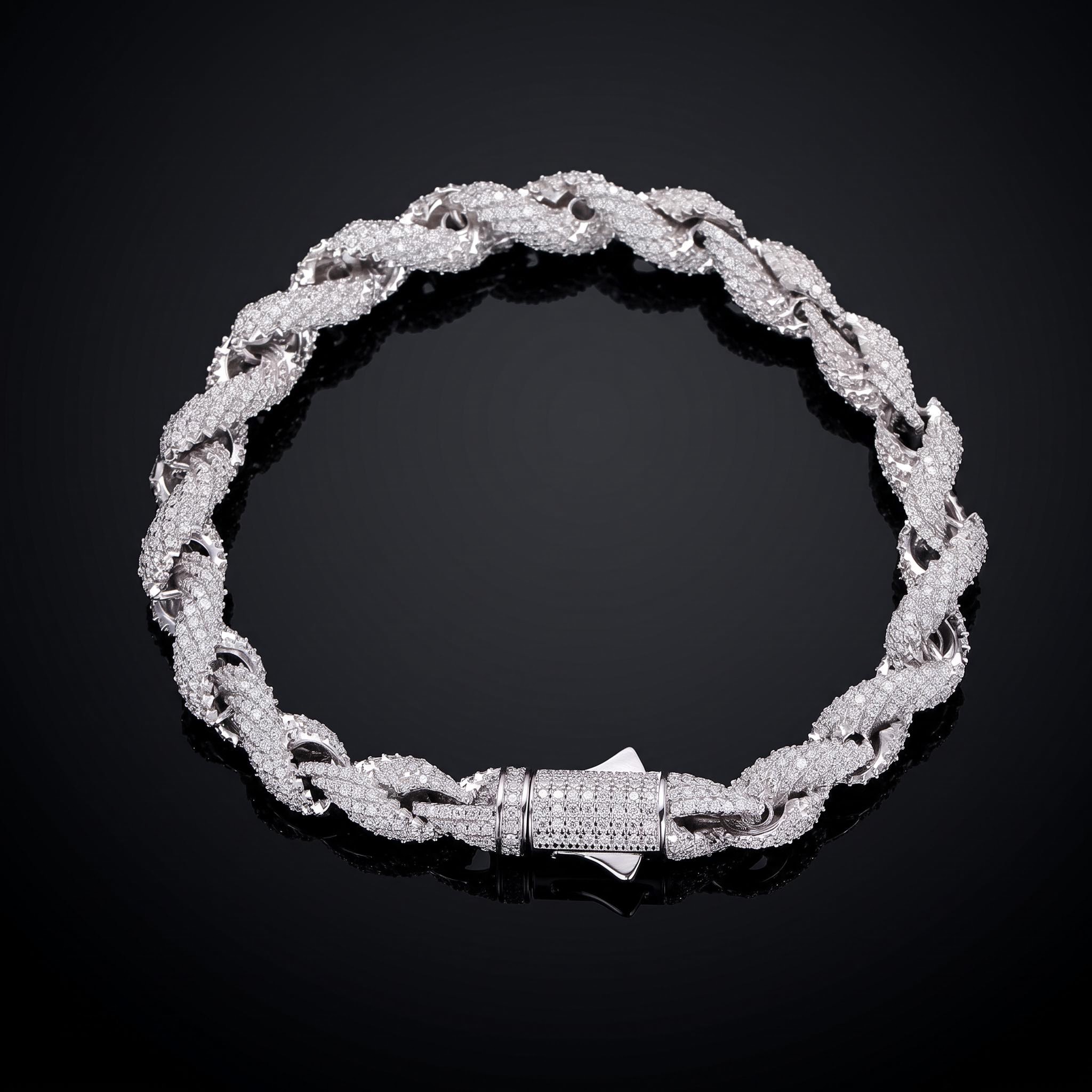 7.5mm 925 Silver & VVS1 Moissanite Rope Bracelet 7.5mm 925 Silver & VVS1 Moissanite Rope Bracelet