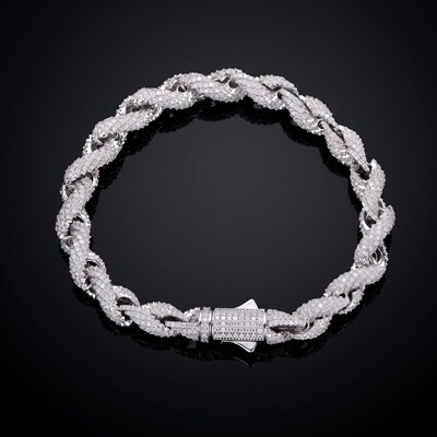 7.5mm 925 Silver & VVS1 Moissanite Rope Bracelet