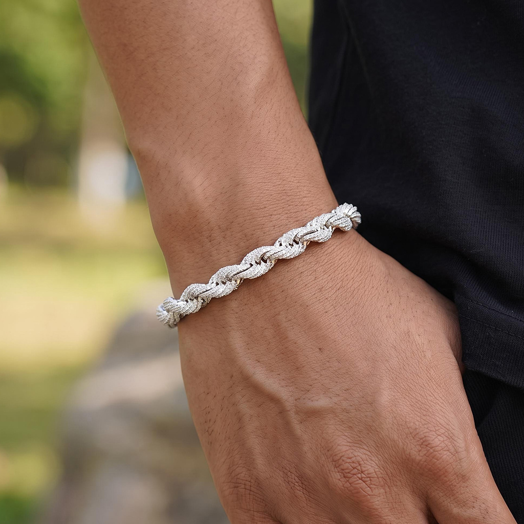 7.5mm 925 Silver & VVS1 Moissanite Rope Bracelet 7.5mm 925 Silver & VVS1 Moissanite Rope Bracelet
