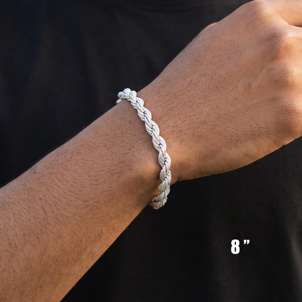 7.5mm 925 Silver & VVS1 Moissanite Rope Bracelet 7.5mm 925 Silver & VVS1 Moissanite Rope Bracelet