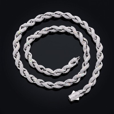 7.5mm 925 Silver & VVS1 Moissanite Rope Chain