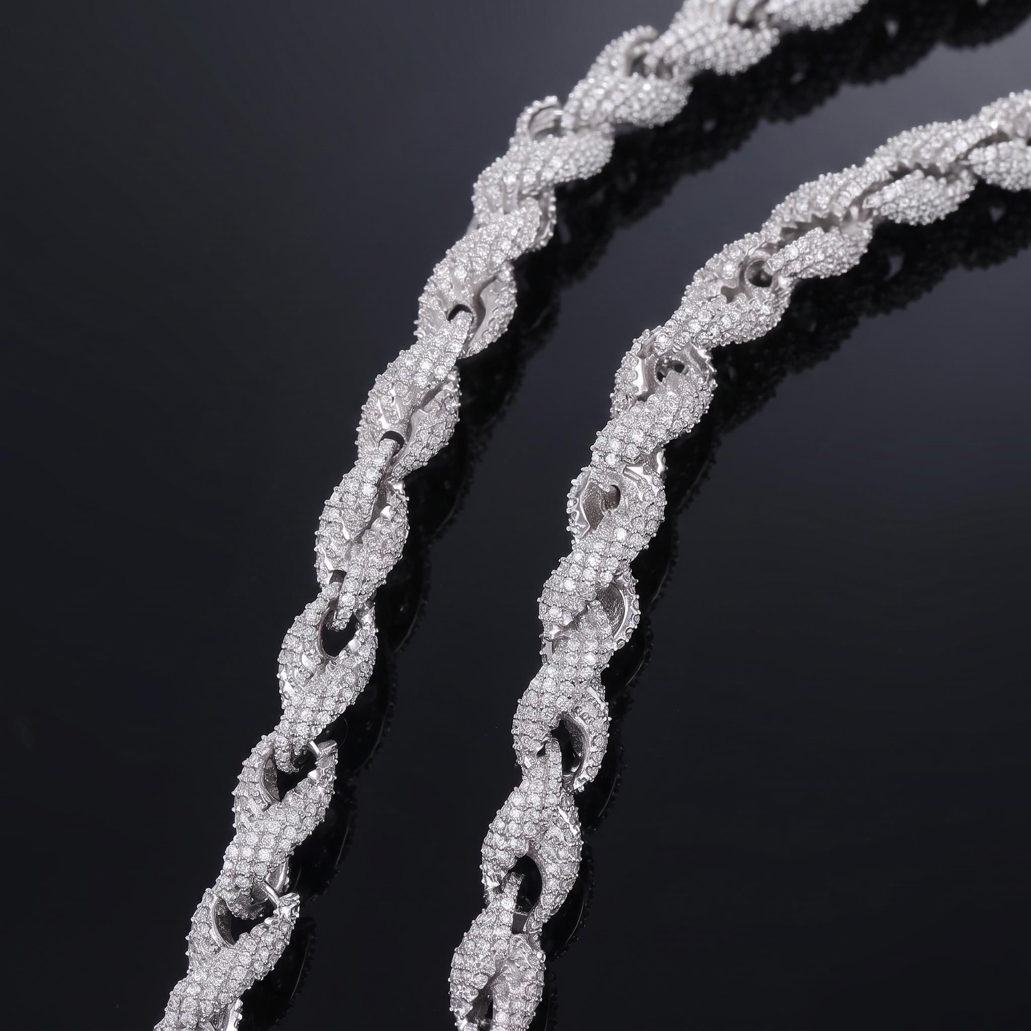 7.5mm 925 Silver & VVS1 Moissanite Rope Chain 7.5mm 925 Silver & VVS1 Moissanite Rope Chain