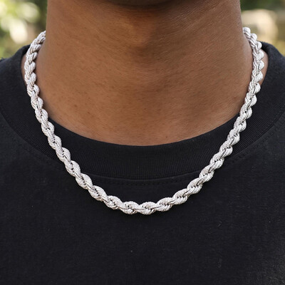 7.5mm 925 Silver & VVS1 Moissanite Rope Chain