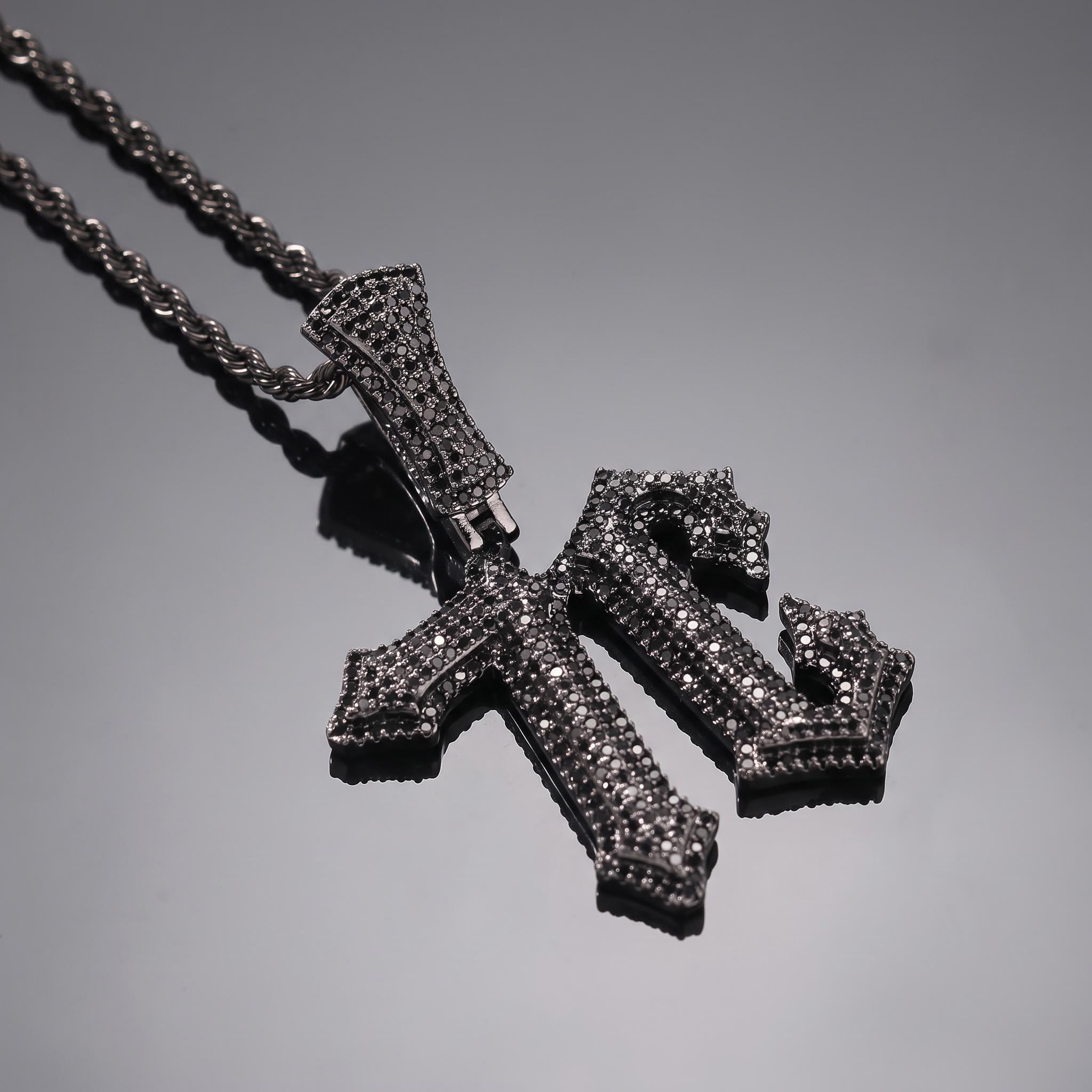Iced Out Black Spiny Custom Name Pendant Iced Out Black Spiny Custom Name Pendant