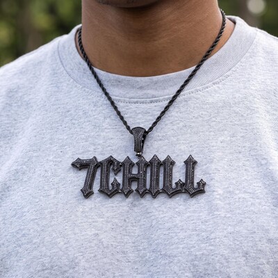 Iced Out Black Spiny Custom Name Pendant