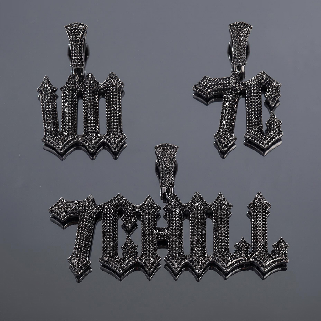 Iced Out Black Spiny Custom Name Pendant Iced Out Black Spiny Custom Name Pendant