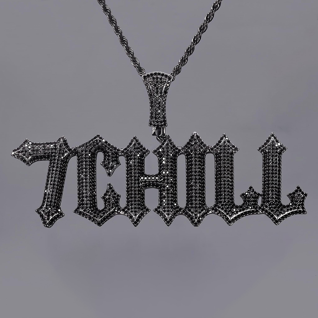 Iced Out Black Spiny Custom Name Pendant Iced Out Black Spiny Custom Name Pendant