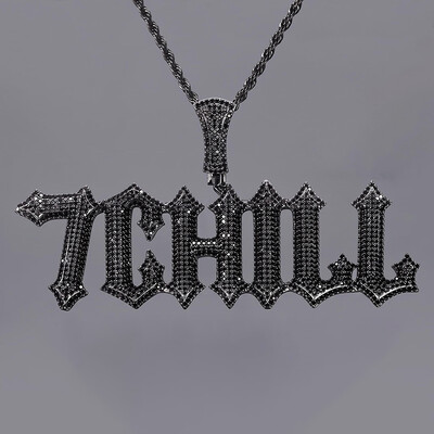 Iced Out Black Spiny Custom Name Pendant